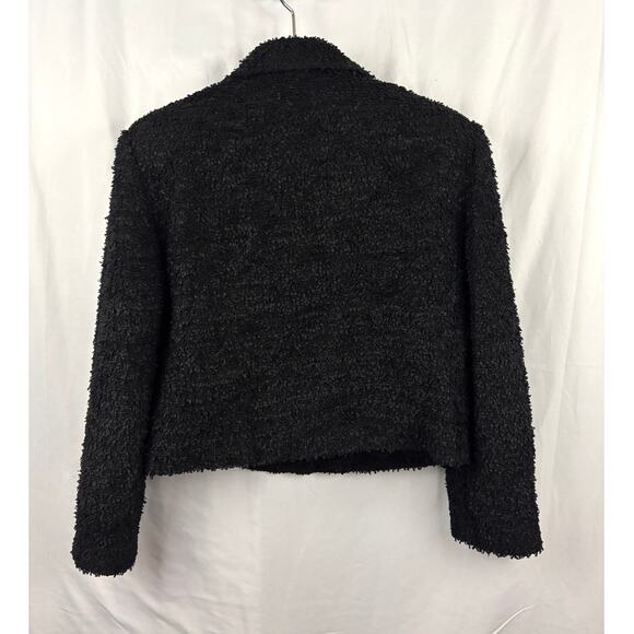 VTG Earl Rutenberg Black Cropped Textured Jacket Blazer Button LARGE Women's - Picture 10 of 10